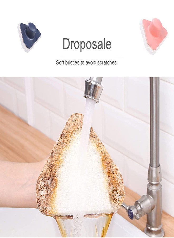 Meetzone فرشاة إسفنجية لتنظيف جدران حوض الاستحمام من ميتزون، ذات مقبض بلاستيكي قوي، أداة تنظيف وغسل أسطح الحمام والنوافذ (متعددة الألوان) (عبوة من قطعة واحدة) - Image 3